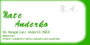 mate anderko business card